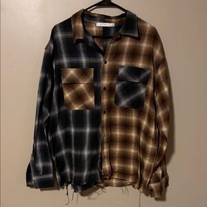 MNML Black and Brown Plaid Button Down Shirt